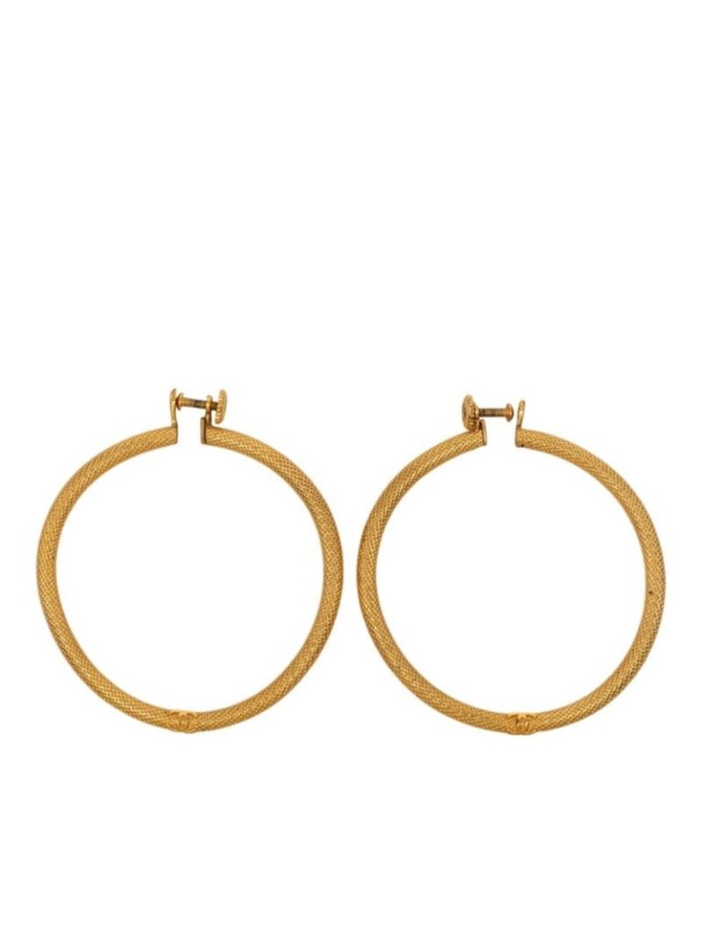 Chanel 96A CC Logo Vintage Earrings Gold Plated